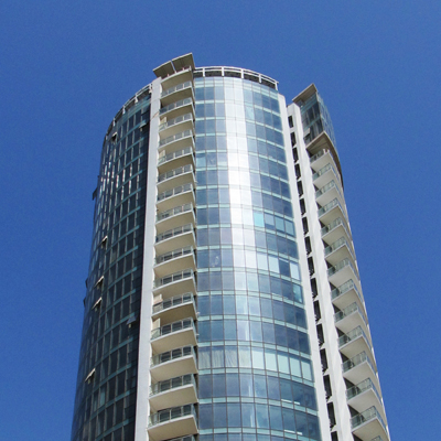 Sun Court Residential Towers , glass curtain walls with shadow boxes