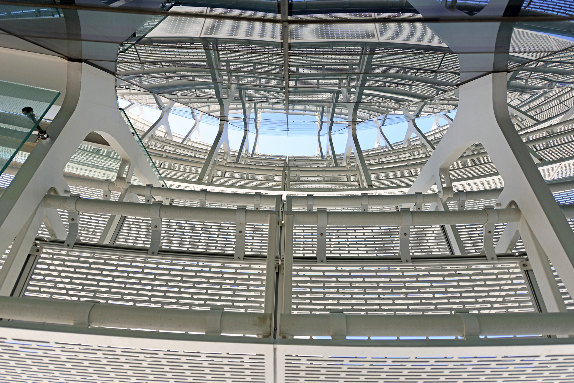 CJ Blossom Park, curvilinear perforated aluminum sunshade, parametric skylight, semi unitized window wall