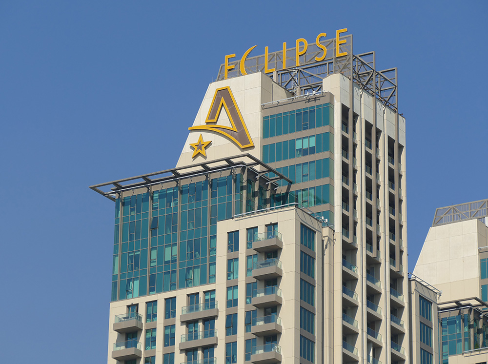 Eclipse, glass curtain wall, metal cladding