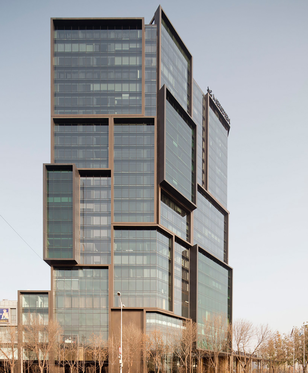 Le Meridien Hotel , metal cladding , glass curtain wall