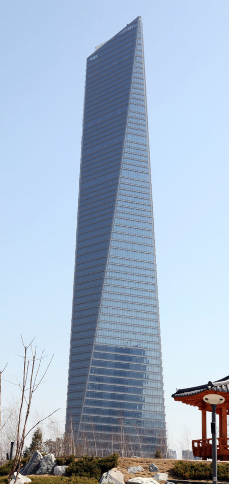 North East Asia Trade Tower , glass sunshade , curtain wall
