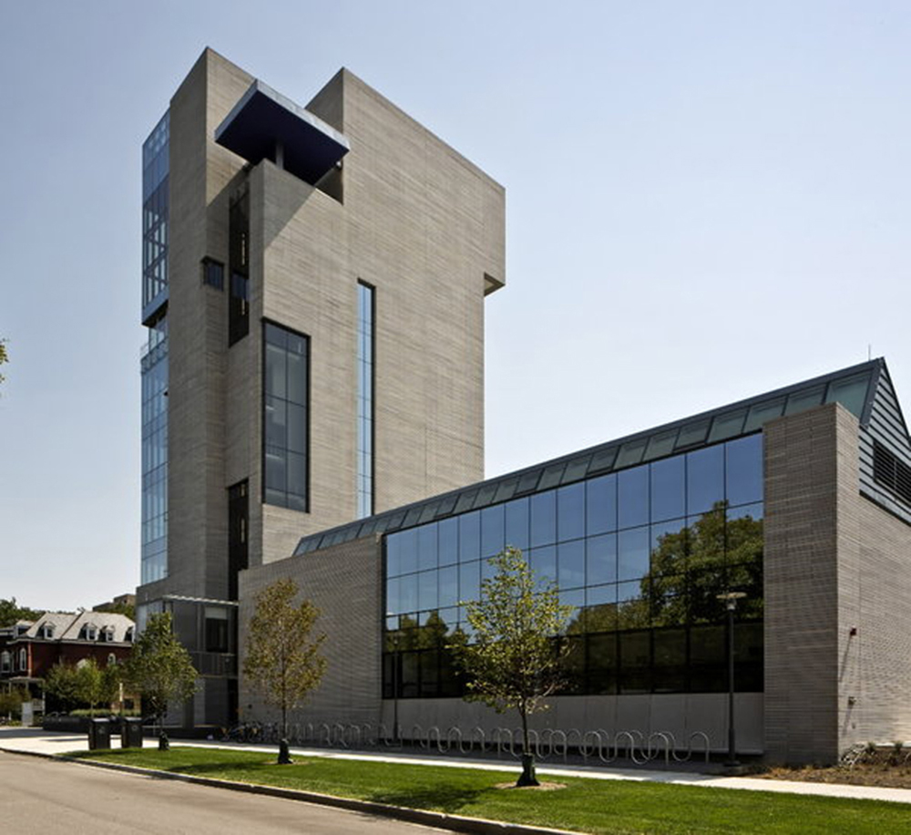 Logan Center For The Arts, limestone cladding, metal cladding, glass facade